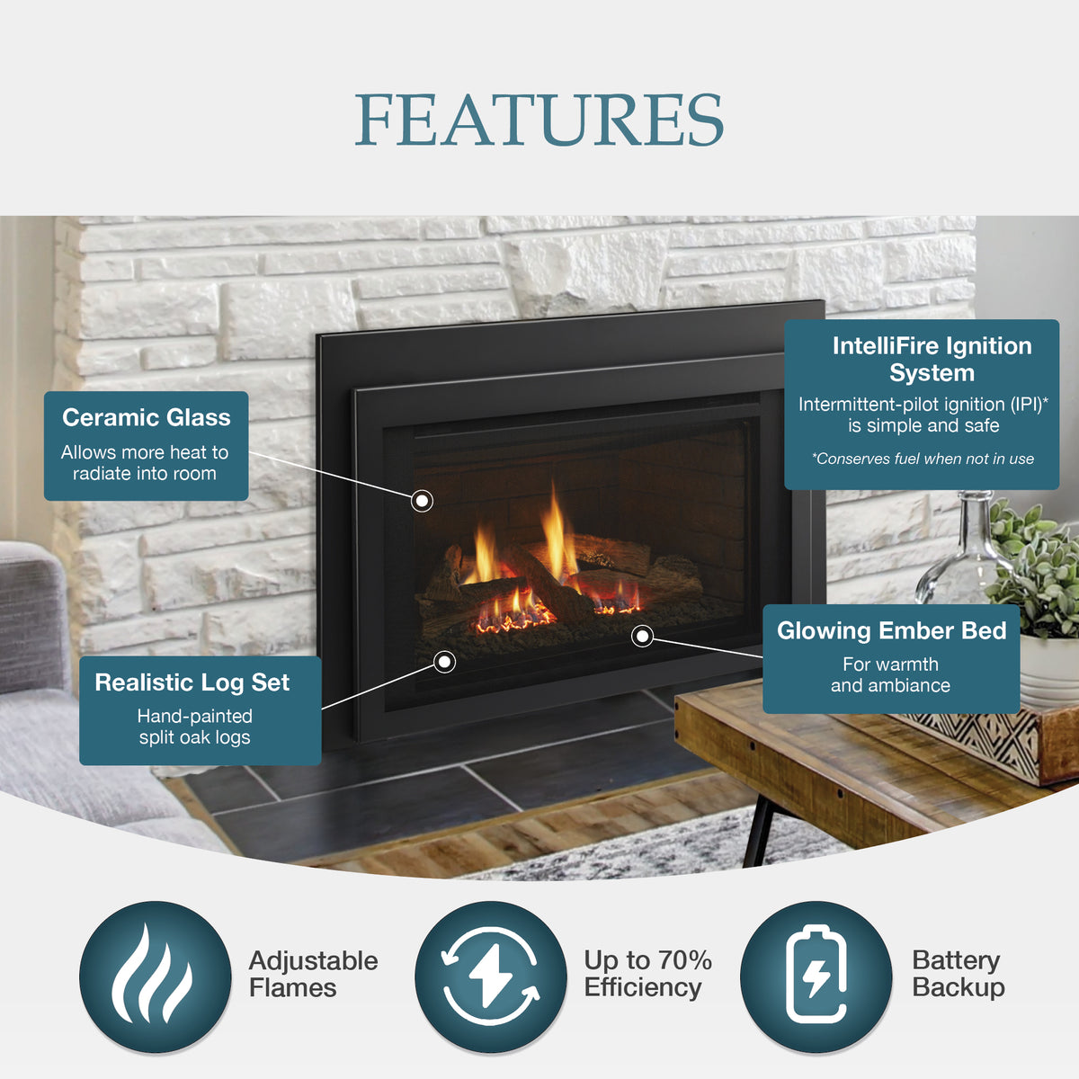 Majestic Jasper 30 Medium Direct Vent Gas Insert — JASPER30IN