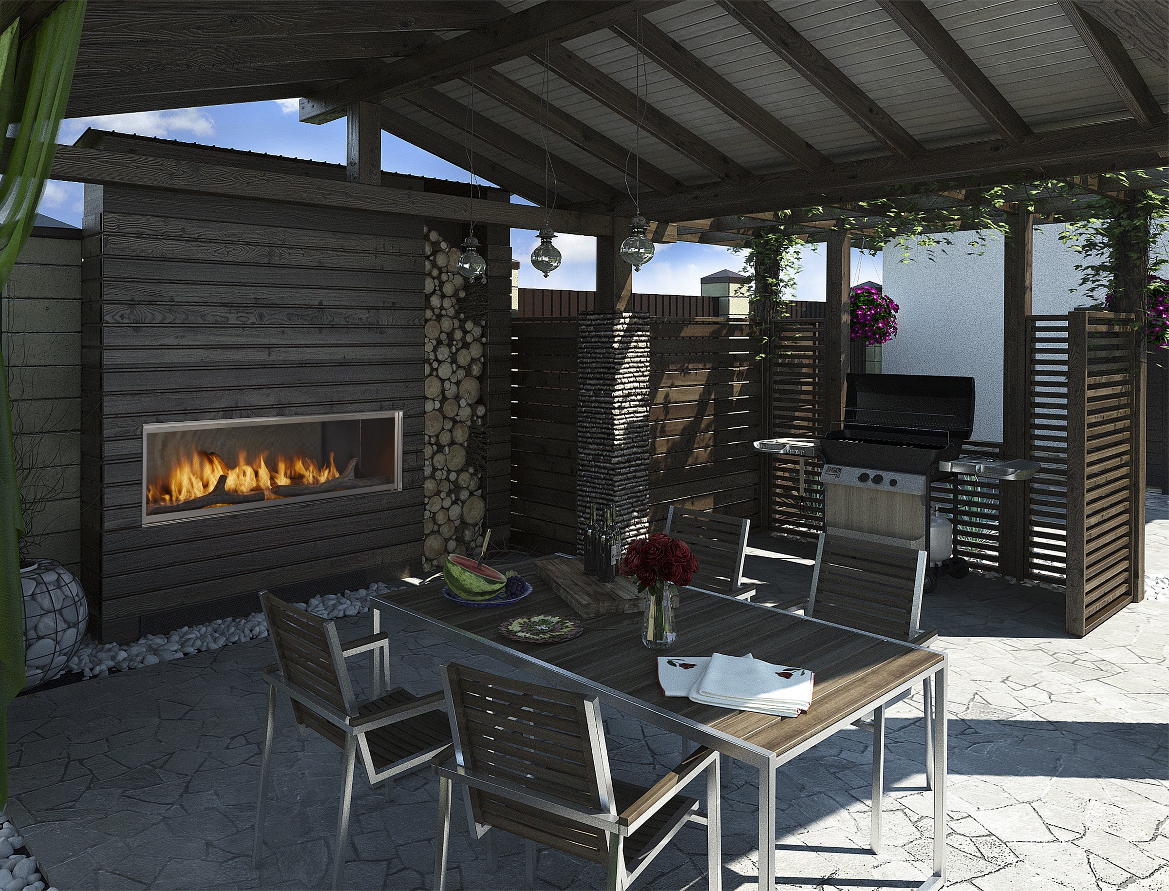 Majestic Lanai 48 Outdoor Linear Gas Fireplace — ODLANAIG-48