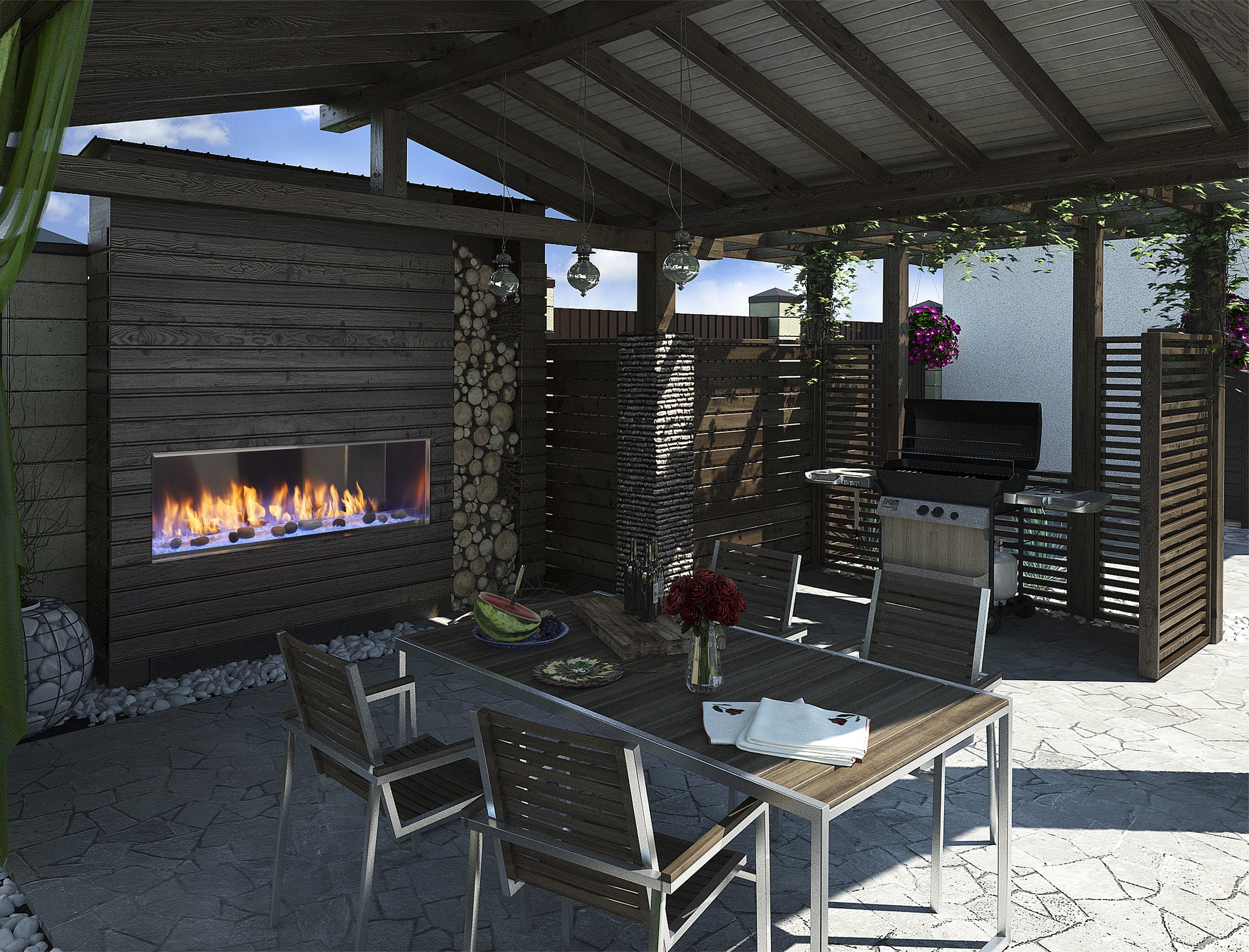 Majestic Lanai 48 Outdoor Linear Gas Fireplace — ODLANAIG-48