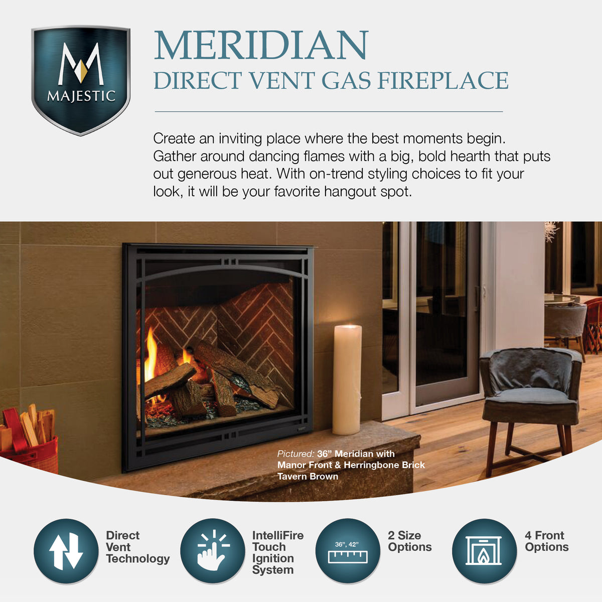 Majestic Meridian 42 Direct Vent Gas Fireplace — MER42N